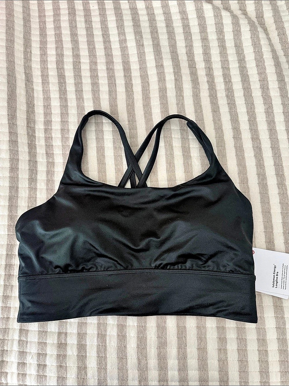 lululemon Energy LL Bra Satin Shine Black Size 8 NWT